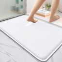 OLANLY Thick Memory Foam Bath Mat Rug 36x24, Extra Soft Absorbent Bathroom Rug, Quick Dry Bath Mats, Non-Slip, Machine Washable Carpet for Bathroom, Tub and Shower, Home Decor Accessories, White