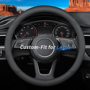 Deer Route Custom-Fit for Lexus Steering Wheel Cover, Premium Leather Car Steering Wheel Cover with Logo, Non-Slip, Breathable, for Lexus Accessories (B-Style,for Lexus)