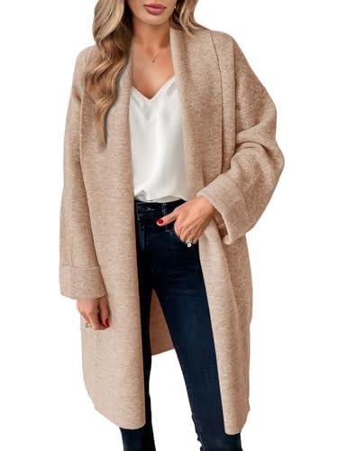 Saodimallsu Womens Open Front Chunky Cardigan Long Oversized Loose Knit Coatigan Sweater Jacket 2024 Fall Coats Camel S