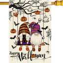 ZAEW Happy Halloween Swing Gnomes Ghosts Pumpkins Bats Spider Web House Flag Large 28X40 Inch Big Vertical Double Sided Yard Outdoor Outside Holiday Decoration
