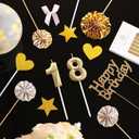 Yerliker 29 Pcs 18th Birthday Cake Decorations Rhinestone Glitter 18th Cake Toppers Candles DIY Decor for 18th Birthday Anniversary Party Supplies(Gold)