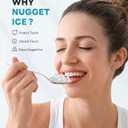 Nugget Ice Maker Countertop 40Lbs/24H Soft Chewable Ice Machine Pellet Crushed Ice Makers, One-Click Operation Auto Self-Cleaning Stainless Steel with Scoop for Home Kitchen Office, Silver