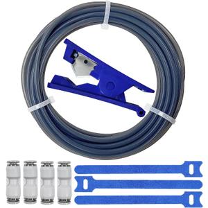 PTFE Tube Kit, 2.5mm ID4mm OD, 5M/16.4ft, Compatible with Bambu Lab AMS X1/P1P/A1, CREALITY K2 Plus/Hi, FLASHFORGE 5M, Prusa MMU3 (Gray PTFE Tube Kit)