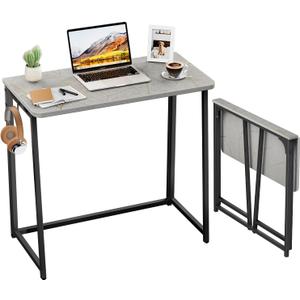 WOHOMO Small Foldable Computer Desk Writing Study Desk Easy Assembly Space-Saving Foldable Laptop Table Writing Workstation for Home Office,Grey (Small Size:31.5 x 15.7)
