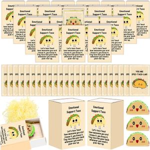 Wonderjune 36 Sets Emotional Taco Gift Bulk Employee Appreciation Gift Resin Positive Supportive Taco Inspirational Card and Breath Box for Student Teacher Coworker Staff End of The Year Graduation