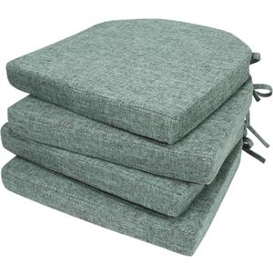 D-Shaped Chair Cushions, 2" Thick Dining Chair Pads Machine-Washable, Seat Cushions for Chair 16" x 16", Set of 4 chairpad-Green