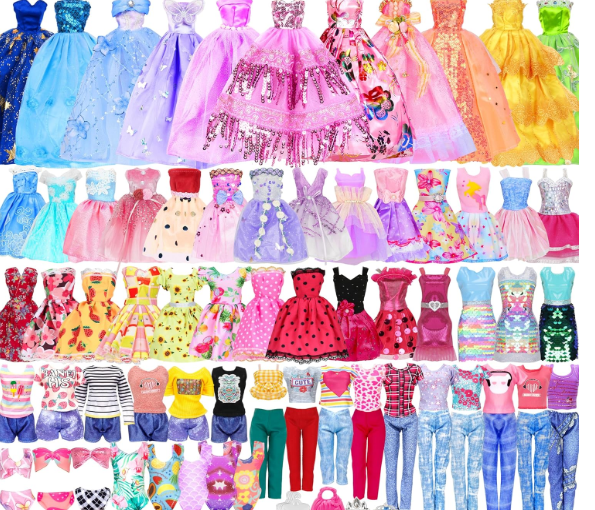 Doll Clothes and Accessories for 11.5 Inch Doll Dress Up Set with 1 Wedding Gown Dress 2 Fashion Dresses 4 Mini Dresses 2 Tops and Pants Outfits Swimsuits 10 Shoes 10 Bags Toys Gift for Girls