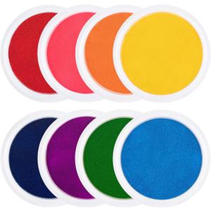 7" Large Ink Pads for Kids - Handprint Footprint Size Rainbow Stamps Pad, Safe & Washable Ink Pad for Fingerprint Painting Card Making Stamp Crafting Paper Wood Fabric Scrapbook Kids Birthday Gifts (8 colors round)