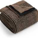 Snuggle Sac Ultra Soft Throw Blanket for Couch, Fuzzy Microfiber Knit Stripe Blankets for Couch, Sofa, Travel, Black Brown, 50x60 inches