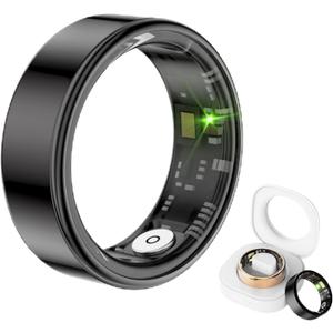 Smart Ring Health Tracker, Anillo Inteligente para Hombre, Health Rings for Men & Women, Waterproof Fitness Tracker (Black, 13#)