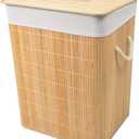 Laundry Hamper Bamboo, Large Clothes Storage Basket with Lid and Removable Liner, Freestanding Dirty Clothes Hamper Bin, Laundry Basket Organizer for Clothes Toys in the Dorm and Family