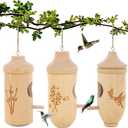 Hummingbird House - Natural Wooden Hummingbird Houses for Outside Hanging, Gardening Gifts for Women, Bird Lovers 3 Packs