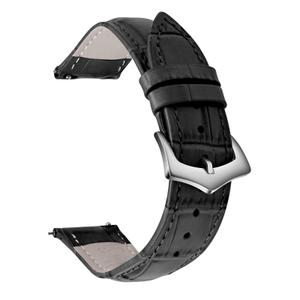 ULLCHRO Genuine Leather Watch Strap Quick Release Watch Band Vintage Alligator Grain Leather Strap Premium Top Grain Band with Stainless Steel Buckle, Soft Brown Calfskin for Men Wrist (12mm, Black)