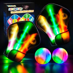 LED Light Up Scoring Catch Mitts Balls Game Paddle Toys Set