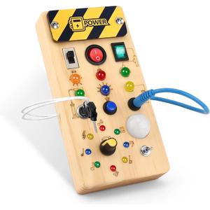 Montessori Busy Board for 1-3 Toddlers | LED Light, Sensory Learning Toy