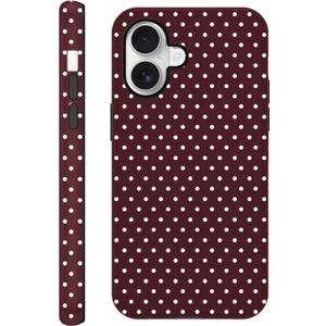 Polka Dot Phone Case for iPhone 16 Plus Cute Trendy Pattern Case 6.7", Aesthetic Stylish Print Design Matte Cover Hard PC Shockproof Soft TPU Protection Girls Women Funda, Burgundy Wine Red