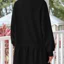 PRETTYGARDEN Womens Patchwork Sweatshirt Dress 2025 Fall Casual Long Sleeve Crewneck Pullover Cute Babydoll Mini Dresses (Black,Medium) (Black)