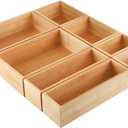 Kootek 8 Pcs Bamboo Drawer Organizer Utensil Tray Kitchen Storage Box 4-Size Versatile Dividers Cutlery Holders Bins Containers for Flatware Kitchen Utensils