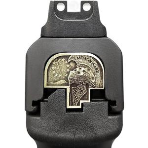 Milspin Slide Back Plate Compatible with Smith and Wesson M&P M2.0 Full Size and Compact and M&P Standard Full Size and Compact | Deep Engraved | Veteran Made in USA (Brass 3D Spartan Helmet)