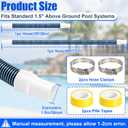 1 1/2" Swimming Pool Filter Hose for Above Ground Swimming Pool Vacuums with Hose Clamp 3FT 6FT (2 set)