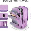 Large Travel Backpack, Laptop Backpack for women, Expandable 52L Carry On Backpack, TSA Water Resistant Weekender 18.4 Inch Laptop Backpack, Anti Theft Business Computer Bag with USB Port, Purple