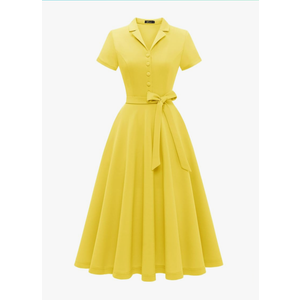 Wedtrend Women's Vintage Tea Dress, Short Sleeve Cocktail Party Dress Work Church Casual Dress XS