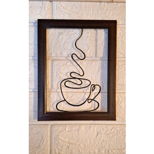 One Line Coffee Cup Metal Art 12x16