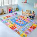 Kids Rugs for Playroom - Soft & Non-Slip 5x7 Feet Educational Rug for Learning ABC Alphabet, Numbers, Shapes & Map, Washable Classroom Rug for Toddler Nursery & Kids Room Decor
