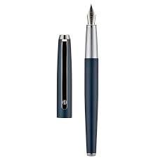 HongDian 525 Dark Blue Fountain Pen, Extra Fine Nib Classic Pen Includes Metal Pen Case and Refillable Converter