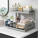 Under Sink Organizer Upgrade To Professional Rails,2-Tier Dual Pull Out Cabinet Storage,Height Adjustable Slide Out Drawers For Bathroom Kitchen,2 Pack-14.5"Dx12.8"-16.9"H,Gun Gray