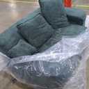 59L x 24H x 40W Teal Footless Mini Sofa, Two Large Pillows, One Small Pillow