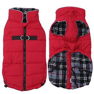 Geyecete Dog Jacket - Winter Warm Coat, Windproof Snowproof Jacket - Small to XL, Red