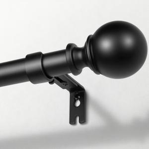 Zeerobee Curtain Rods for Windows 16 to 28, Adjustable Heavy Duty Wrap Around 1 Inch Curtain Rod, Outdoor Indoor Room Divider Modern Drapery Pole, Black, 16-28"