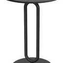 Round Coffee Table with Rock Slab Top and Carbon Steel Base, End Table/Side Table/Dining Table/Sofa Table for Living Room, Bedroom, Cafe , 17 inch
