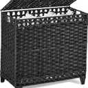 Laundry Hamper with 3 Removable Liner Bags; 132L Handwoven Rattan Laundry Basket with Lid & Heightened Feet; Clothes Hamper with Side Handles; Laundry Sorter with 3 Separate Sections