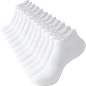 Womens Ankle Socks Athletic Running Low Cut Socks With Tab 6 Pairs (White), 6-9