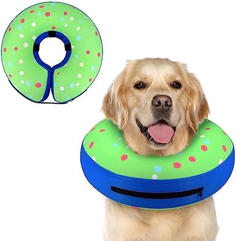 Supet Inflatable Dog Cone Collar Alternative After Surgery, Dog Neck Donut Collar Recovery E Collar, Soft Pet Cone for Small Medium Large Dogs Size L