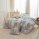 chovy Kids Girls Rabbit Plush Blue White Comforter Sets Queen - 3PC Faux Fur Bed Set Skin Friendly Soft Warm Velvet Flannel Fluffy Fuzzy BeddingComforter x 1 Pillowcases x 2