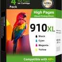 910XL Ink Cartridges Combo Pack for HP Printers Replacement for HP 910 HP 910XL Ink with HP OfficeJet Pro 8025e 8015e 8028e 8035e 8025 8035 8020 Printers (4 Pack, BK, CMY)