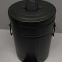 Autumn Alley Small Farmhouse Bathroom Trash Can, Pet Proof Matte Black Trash Can with Lid for Rustic Bathroom, Farmhouse Kitchen Step Waste Bin, Retro Metal Wastebasket 5L/1.3 Gal.