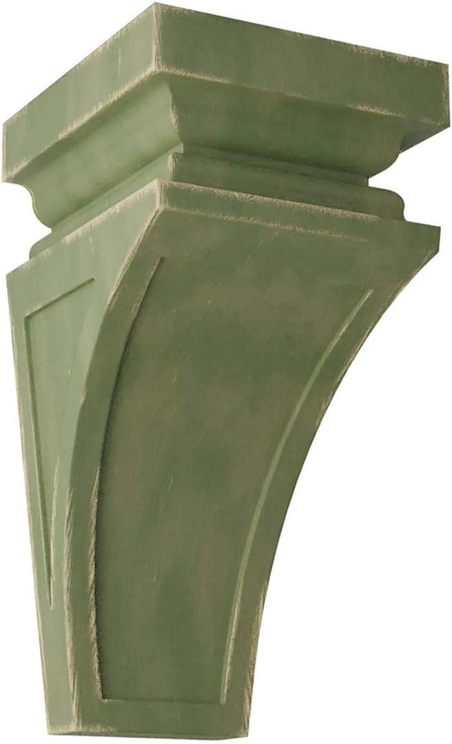 Ekena Millwork CORWD06X06X12NEGR Large Nevio Wood Vintage Decor Corbel, 6"W x 6 3/4"D x 12"H, Restoration Green