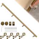 Bar Foot Rail Kit 4ft / 6ft / 8ft - Stainless Steel Complete Wall Mounted Bar Foot Rest - Brass Gold Foot Rail System with Tubing, Wall Brackets, End Caps & Internal Connector