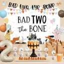 Bad Two The Bone Party Decorations, Dog 2nd Birthday Party Decorations Backdrop Banner Cake Cupcake Toppers Paw Print Balloons for Bad 2 The Bone 2 Year Old Puppy Themed Birthday Party