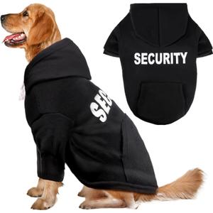 Dog Basic Hoodie Soft Dog Clothes Cold Weather Sweaters for Medium Large Dogs Cozy Fabric Warm Sweatshirt with Leash Hole (Security, XXL (Back: 30.8",Chest: 36.8")