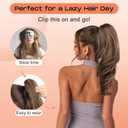 SEIKEA Ponytail Extension, 18" Wavy Claw Clip in Hair Extensions for Women, Lightweight Fluffy Synthetic Ponytail Hairpiece, Natural Soft & Easy to Wear, for Short Blonde Pale Gold Highlights