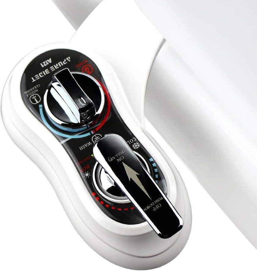 A121 - Hot and Cold Water Bidet Attachment for Toilet Seat - Dual nozzle - Rear and Feminine Wash- Selfcleaning- Adjustable Water Pressure Non-Electric Bidet Toilet Seat Attachment