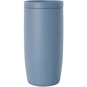 Simple Modern Travel Coffee Mug Tumbler with 360 Lid | Ceramic-Lined Insulated Stainless Steel Cold Brew Iced Coffee Cup Thermos | Gifts for Women Men Her Him | Voyager Signature | 16oz | Blue Dune (16 Ounces)