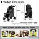 YYW Double Pet Stroller for Small Cats and Dogs, Foldable Kittens Puppies Travel Strolling Cart with 2 Carriages, Cup Holder & Lockable Wheels, Ideal for Multi-Pet Families(Black)