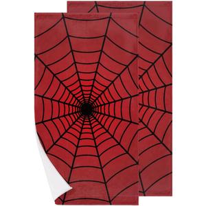 Bardic Red Spider Web Hand Towels for Bathroom Set of 2, Decorative Bathroom Hand Towels Soft Absorbent Fingertip Towels for Kitchen Home Sports Gym Decor
