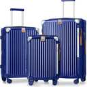 Joyway Luggage Sets 3 Piece, Expandable Suitcase with Smart Cup Holder and USB Port, Hardside Carry On Checked with TSA Lock Spinner Double Wheels, Blue (3 piece set (20/24/28inch NEW))